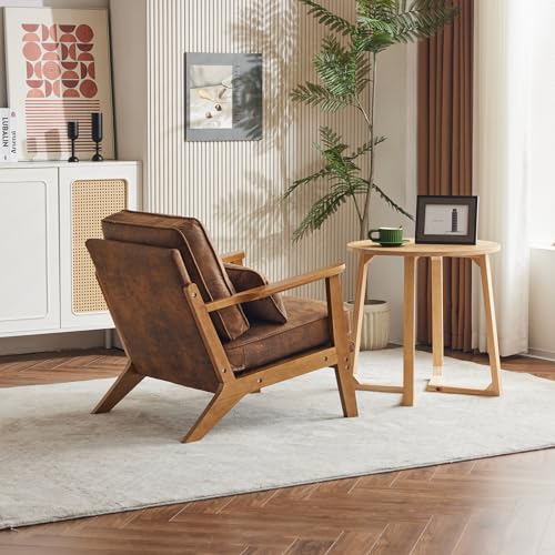 Brown Accent Chair with Lumbar Pillow K26911