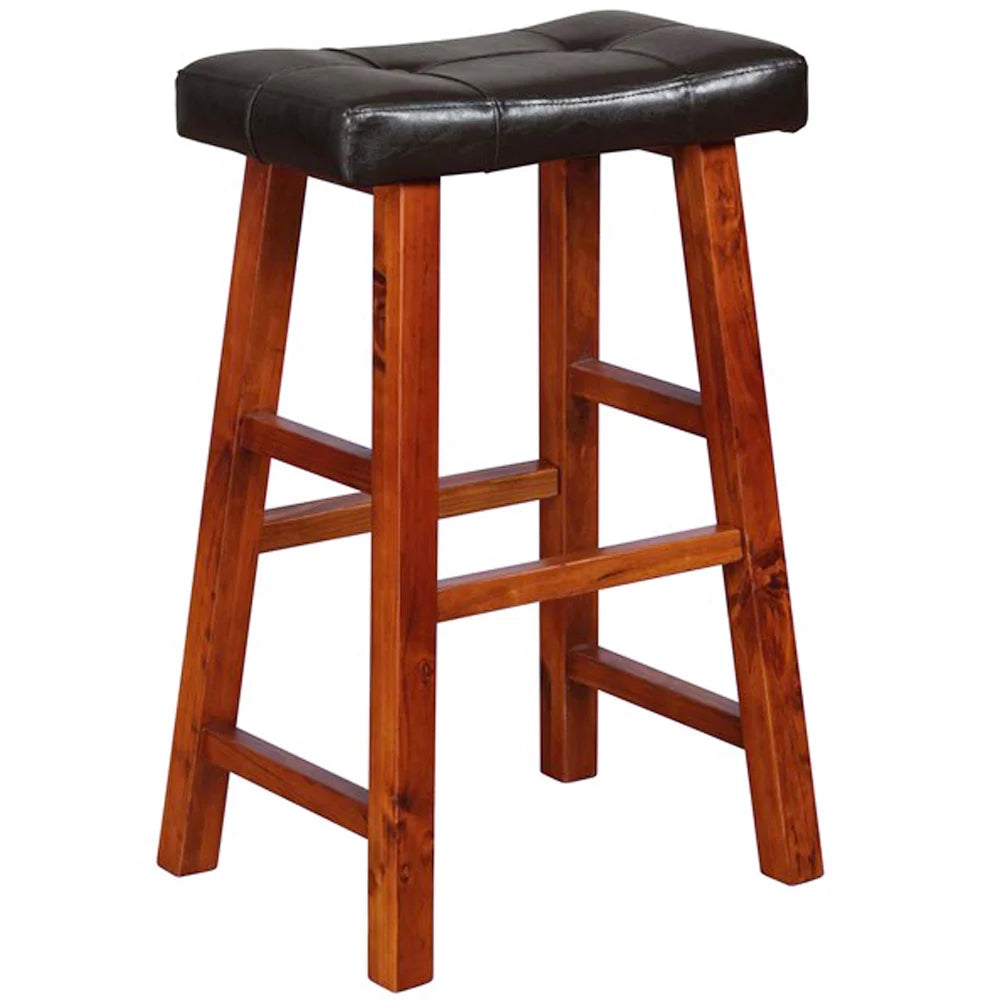 Padded Faux Leather Saddle Seat Barstools, 29 Inches, Set of 2 W73442