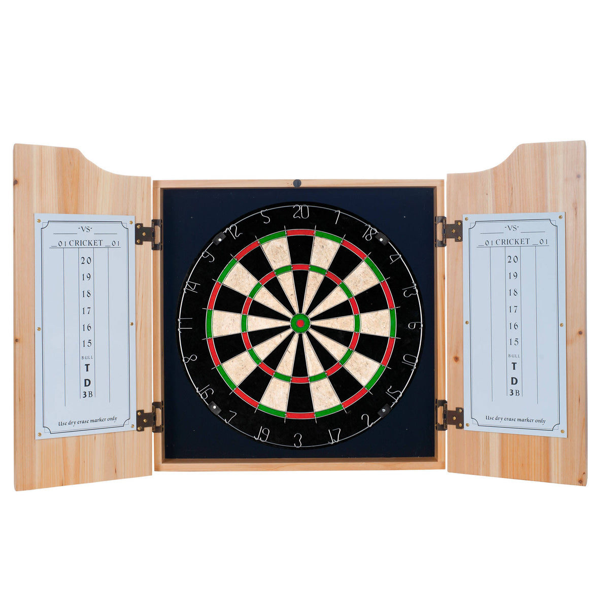 Beveled Wood Dart Cabinet Set P5647