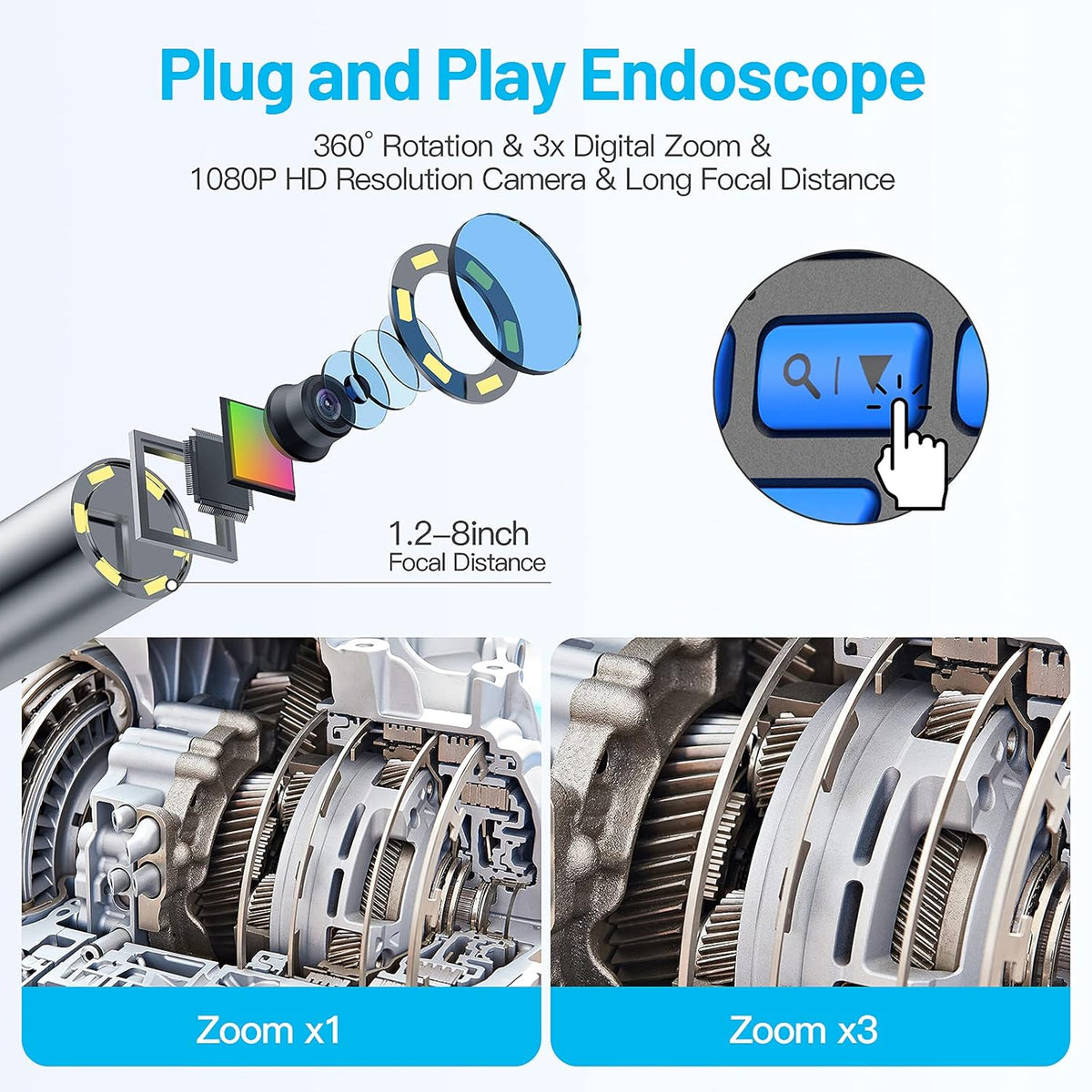 5 Big IPS Screen HD Industrial Endoscope Camera with Light, 32GB Card U209