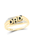 10kt Yellow Gold Mens Round Diamond Dad Father Ring K8812