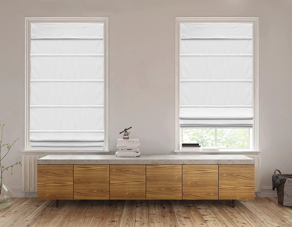 White Cordless Blackout Roman Shade 27"x64" E9708