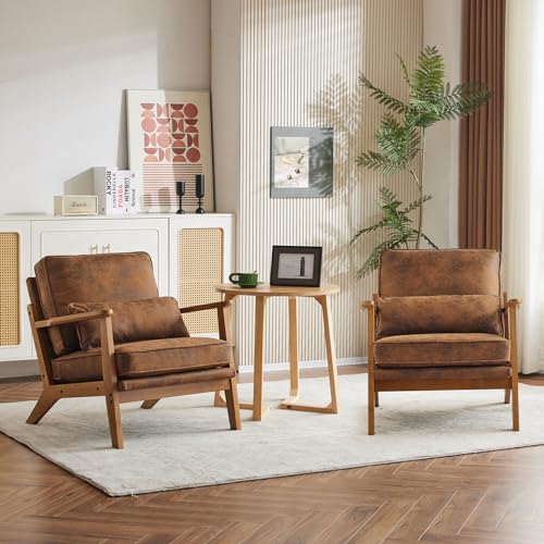 Brown Accent Chair with Lumbar Pillow K26911