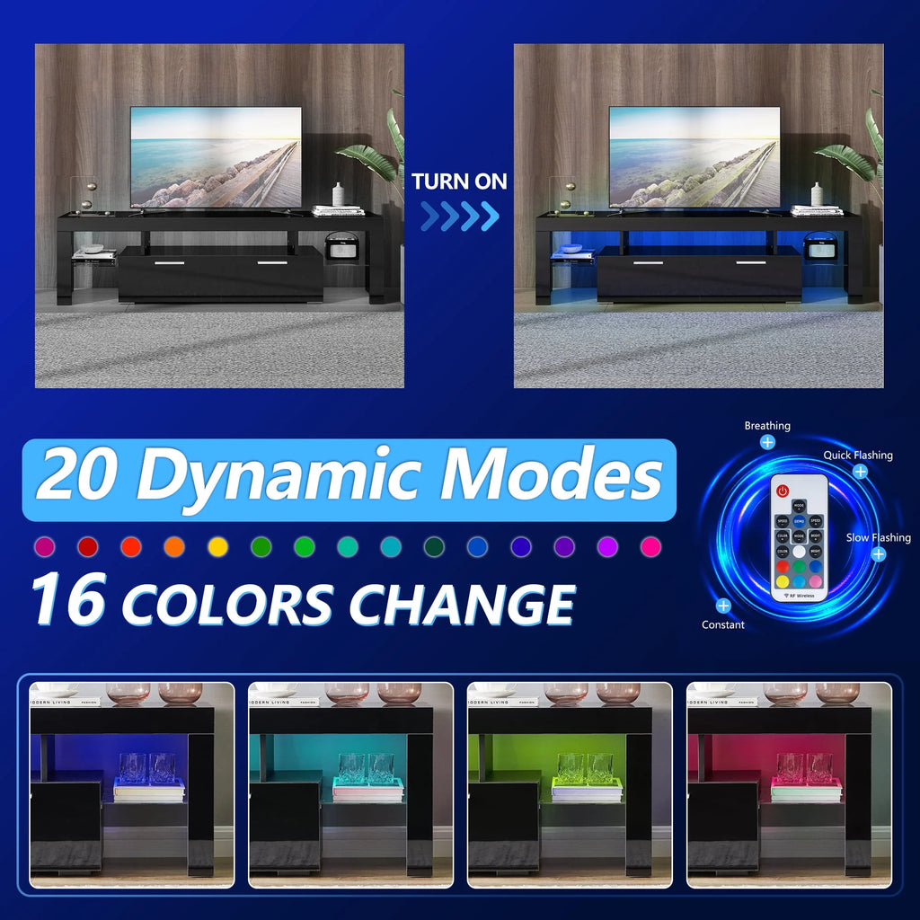 White High Gloss TV Stand with Storage Shelves N7307