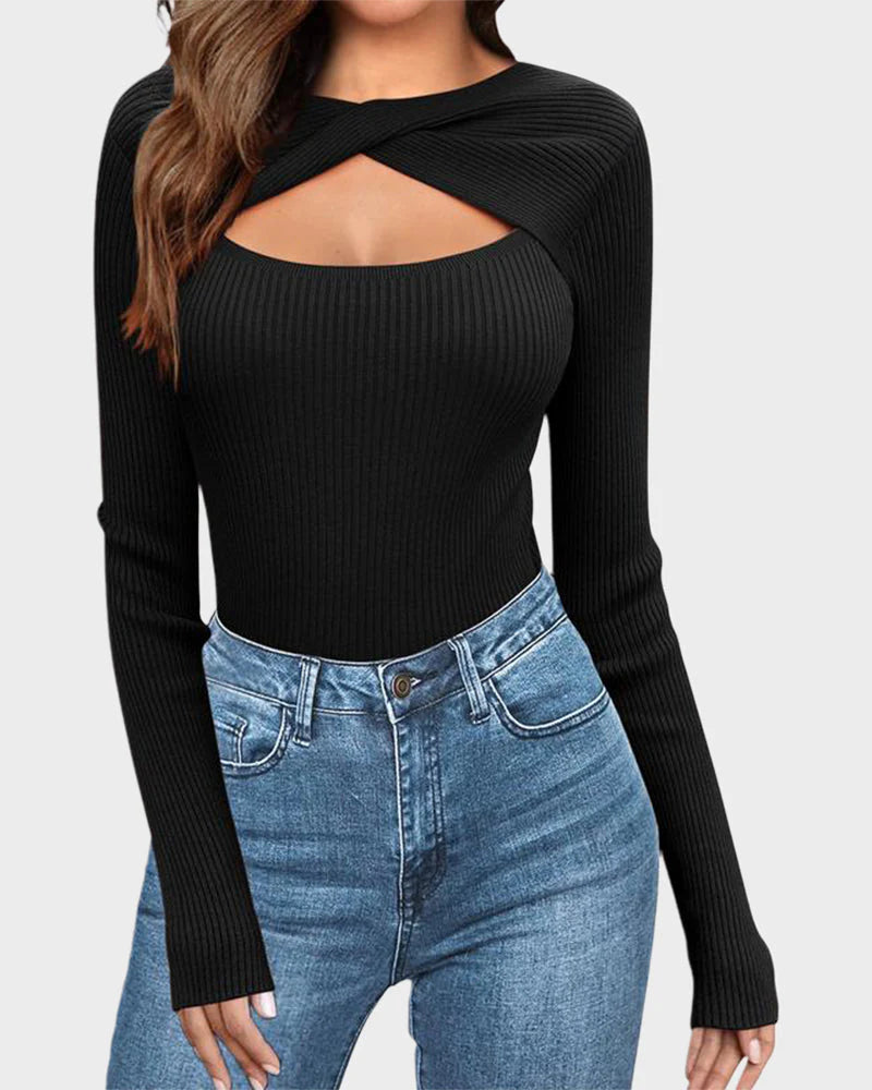 Cutout Knit Sweater N399575