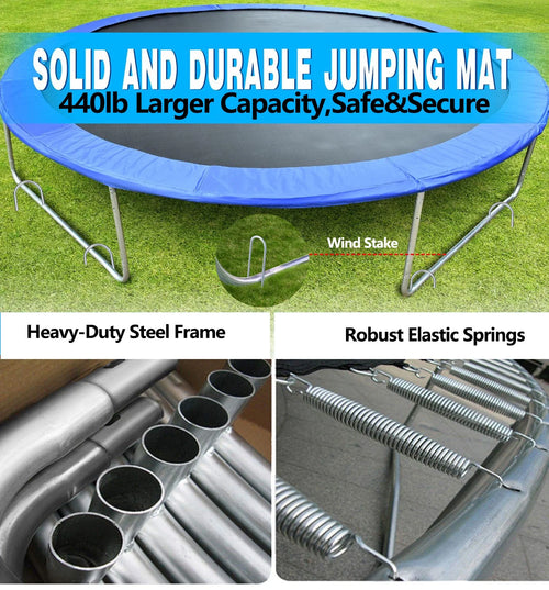 10 ft Trampoline with Enclosure and Wind Stakes, Blue M3763