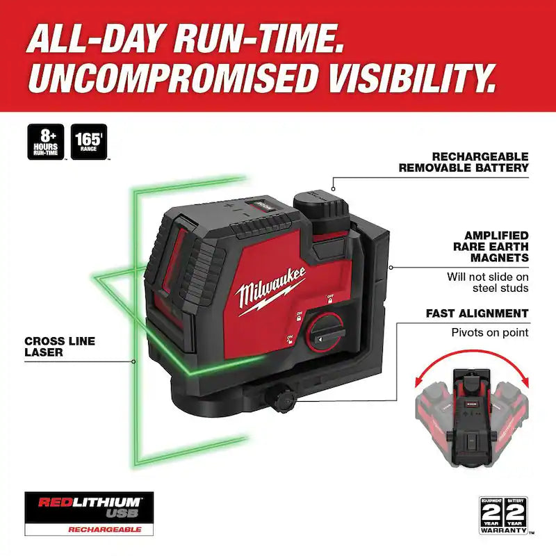 Green Rechargeable Cross Line Laser Level and LED Flood Light V3223