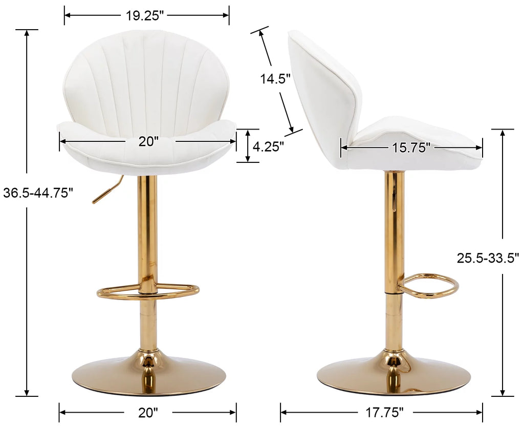 Velvet Upholstered Swivel Bar Stools Set of 2 F832