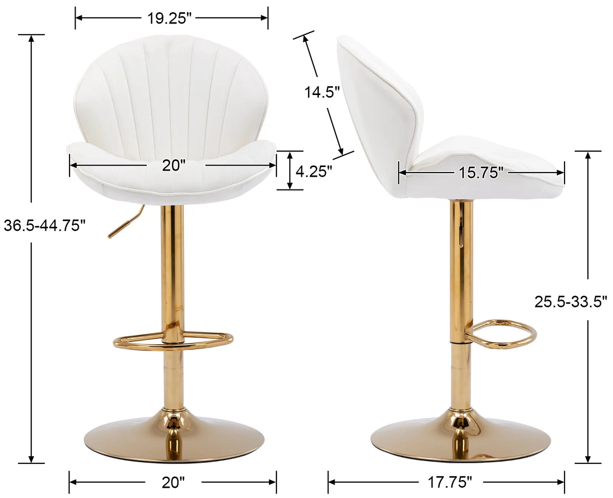 Velvet Upholstered Swivel Bar Stools Set of 2 F832