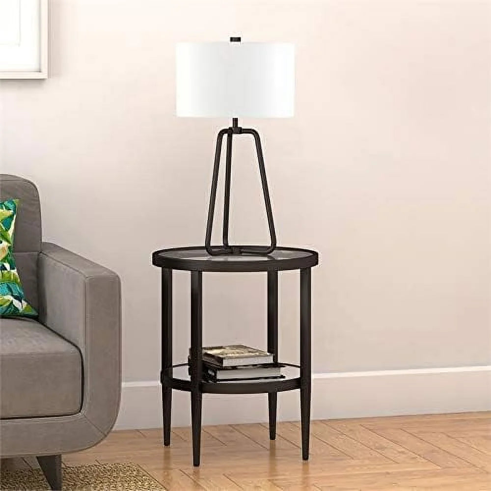 Round Modern Metal Side Table in Black T378177