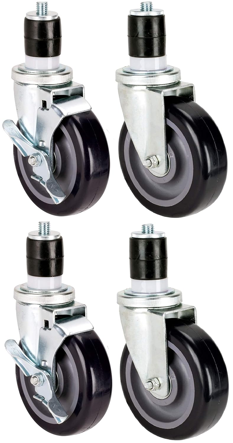 Set of 4 Expanding Stem Casters with and Without Brakes M7799