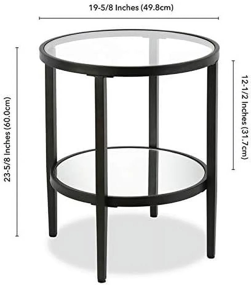 Round Modern Metal Side Table in Black T378177