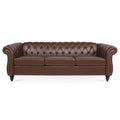 Dark Brown Leather 3-Seater Sofa S532