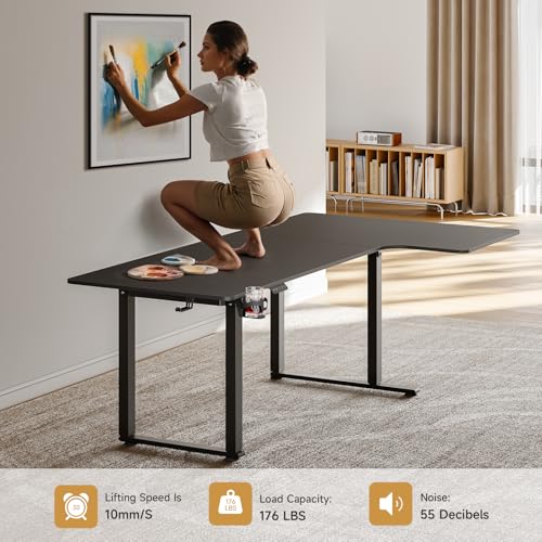 Electric Stand Up Desk Adjustable Height 71x43 Inches L Shaped A6183