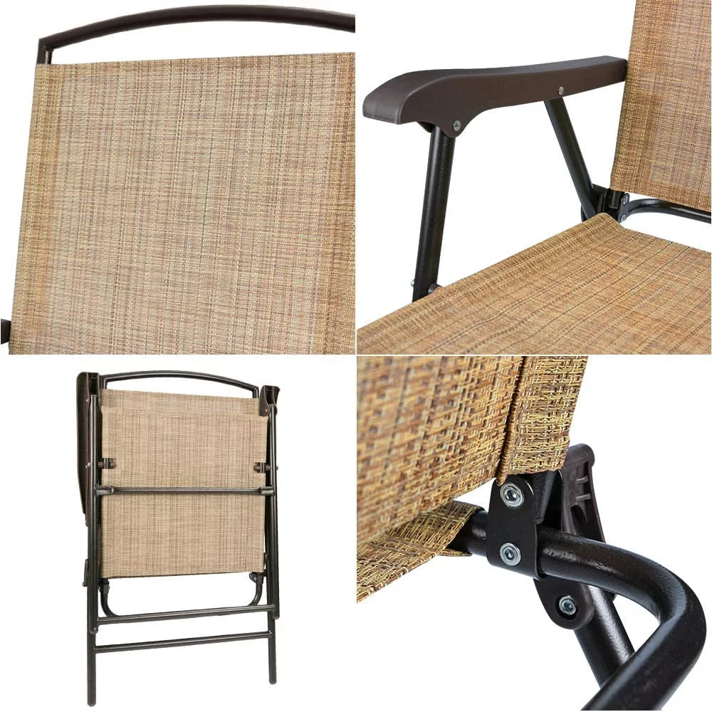 Beige Set of 2 Folding Sling Chair K8801