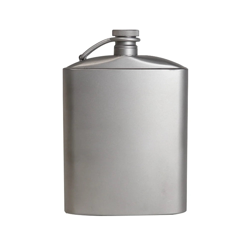 Titanium Flask Hip Flagon with Screw Clip Ultralight Flat Bottle with Ti Funnel J238279
