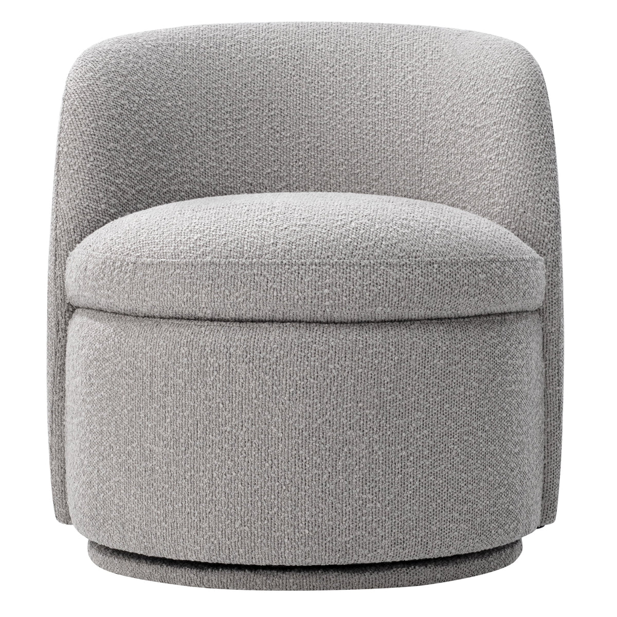 White Boucle Fabric Barrel Accent Chair O1912