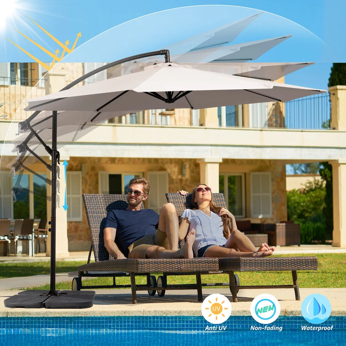 10' Outdoor Hanging Offset Cantilever Umbrella Q870