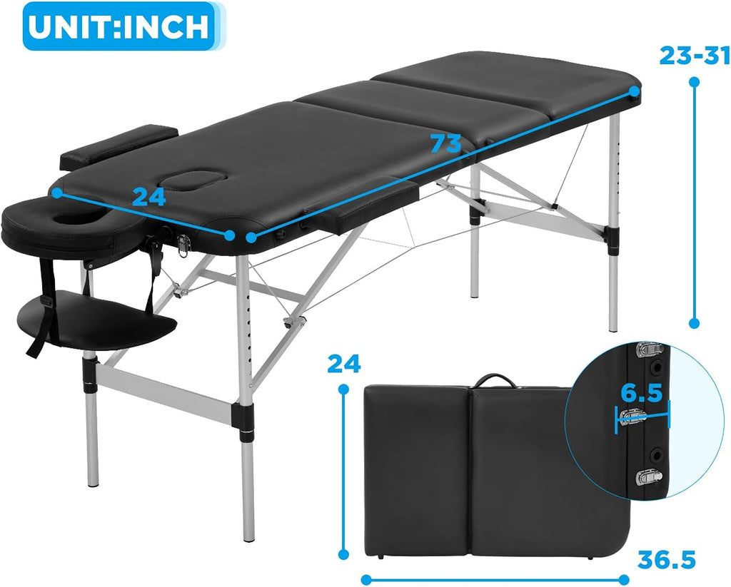 Portable 3 Folding Massage Table with Carry Case C50568