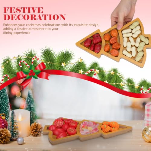 2Pcs Christmas Tree Shaped Wooden Serving Platters P88315