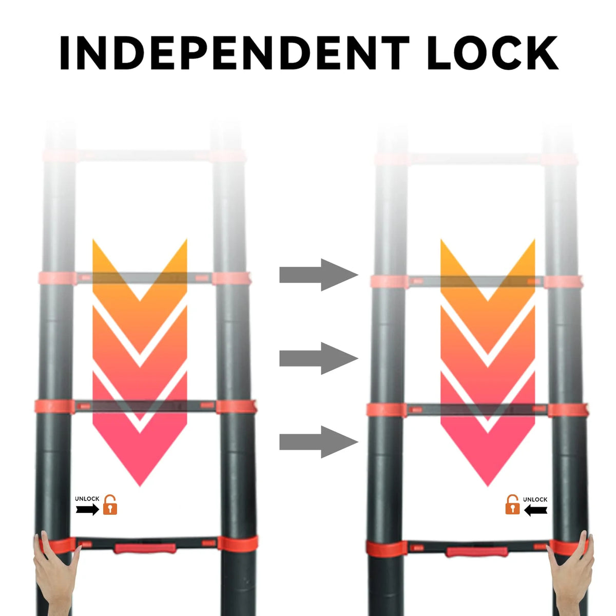 Aluminum Telescoping Extension Ladder, Red Alloy A-Frame Ladder V5551
