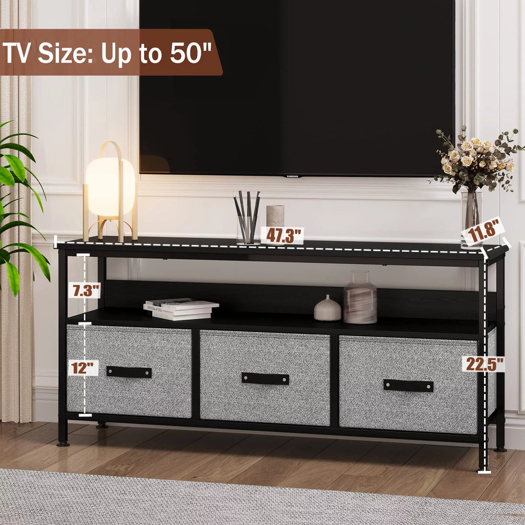 Grey Dresser TV Stand with Drawers and Shelves X9169