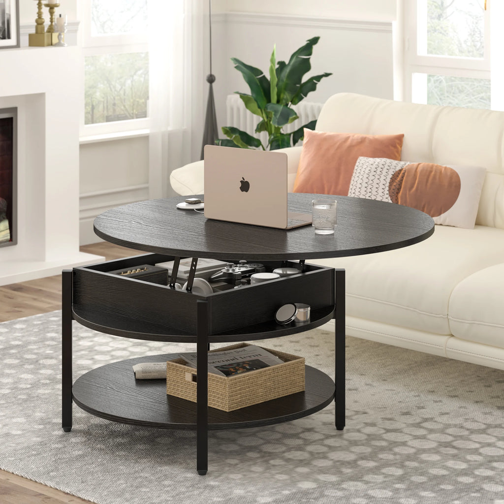 Round Lift Top Coffee Table with Storage H570