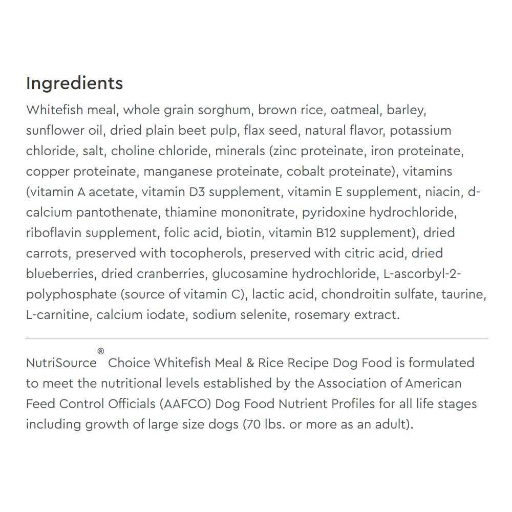 Whitefish Meal Rice Recipe Dry Dog Food J6233
