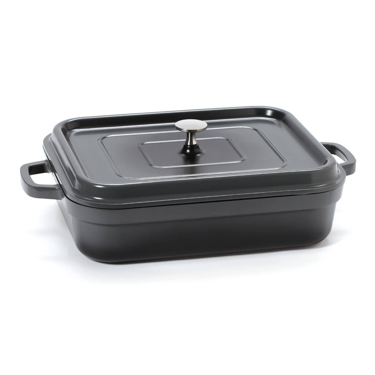 Lightweight Cast Aluminum Roaster Pan with Lid, 5 Quart, Gray T65401