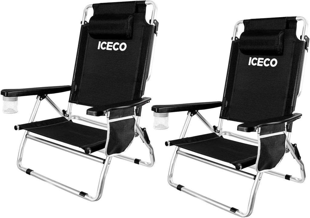 5-Position Folding Aluminium Camping Chair with Cup Holder Storage Bag Q778