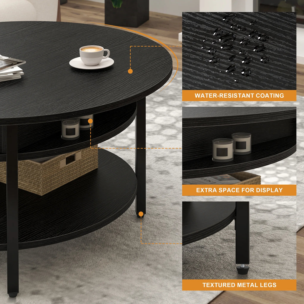 Round Lift Top Coffee Table with Storage H570