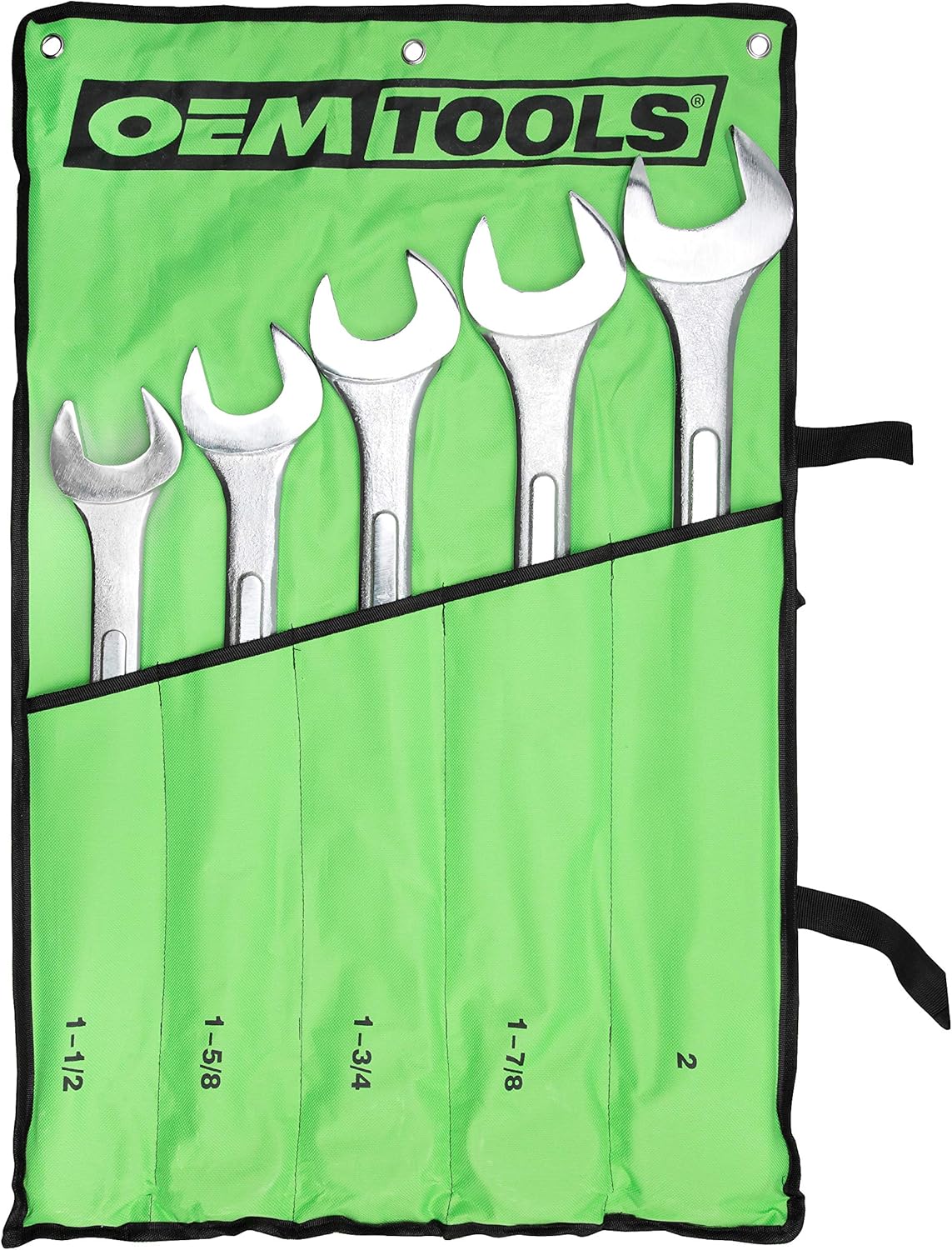 Jumbo Combination Wrench Set, SAE, 6 Piece, Green Canvas Tool Roll Included C7212