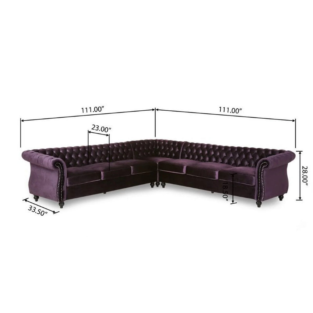 7 Seat Velvet Tufted Chesterfield Sectional V650952
