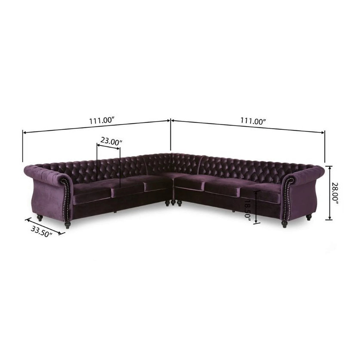 7 Seat Velvet Tufted Chesterfield Sectional V650952