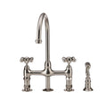 Brushed Nickel Gooseneck Kitchen Faucet with Metal Cross Handles N255551