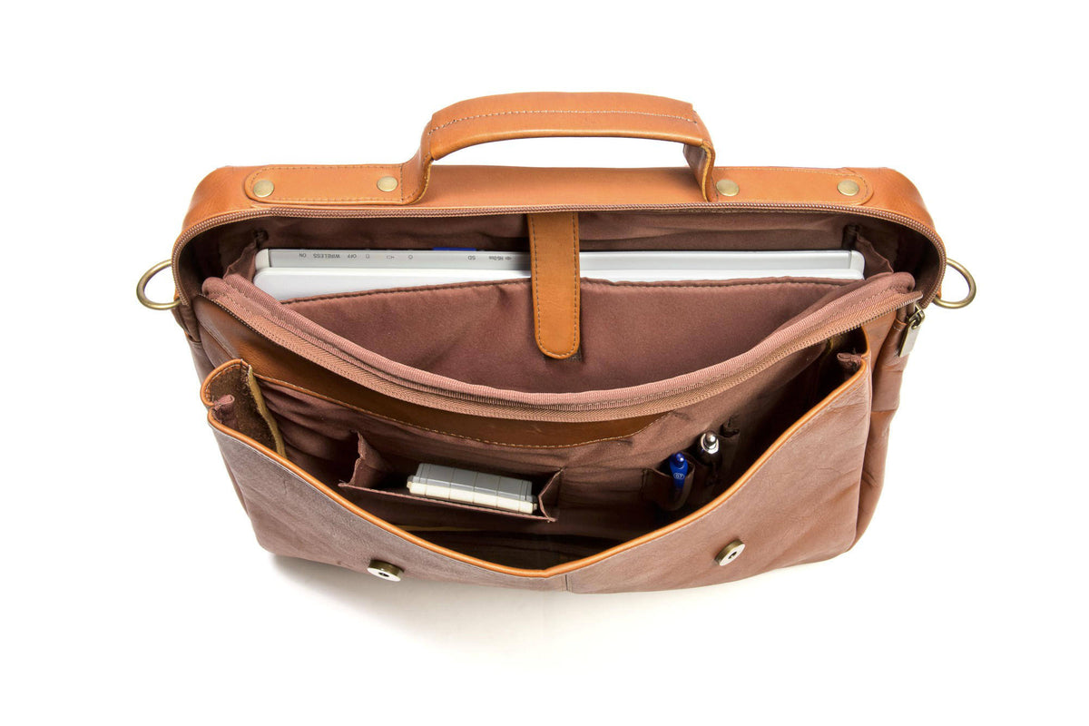Leather Flap Over Computer Brief C757320
