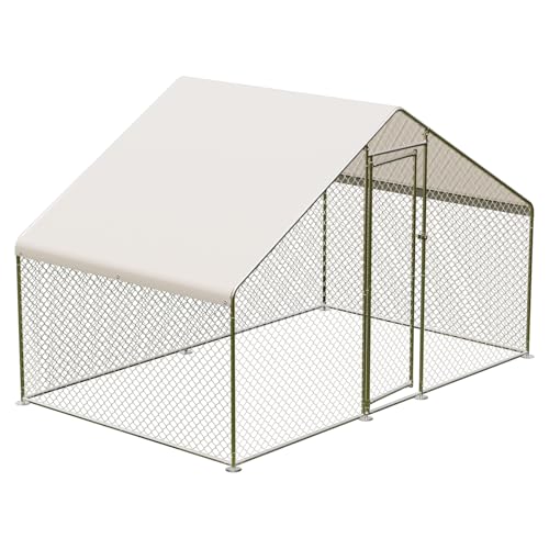 Large Metal Chicken Coop with Waterproof Cover, 9.8X6.5X6.5FT X240