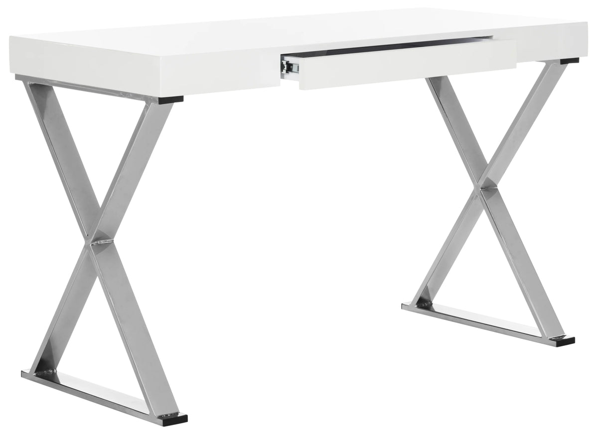 White Modern Desk with Pull-Out Drawer F843379
