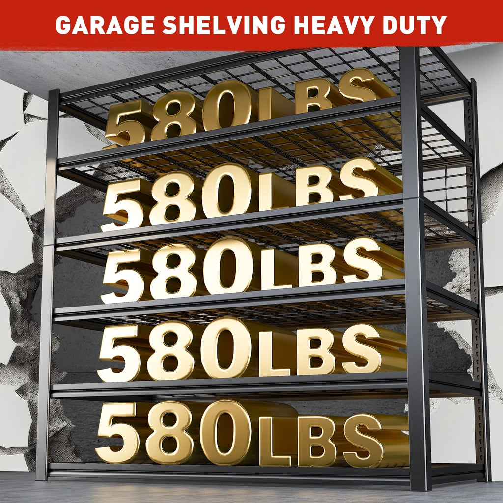 84" H Black 6-Tier Adjustable Metal Wire Shelving Unit O8377
