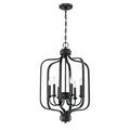Flat Black 6-Light Candle Style Square Chandelier A9404