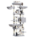 Light Gray 74 inches Multi-Level XL Cat Tree with Three Cat Condos and Two Top Decks P604