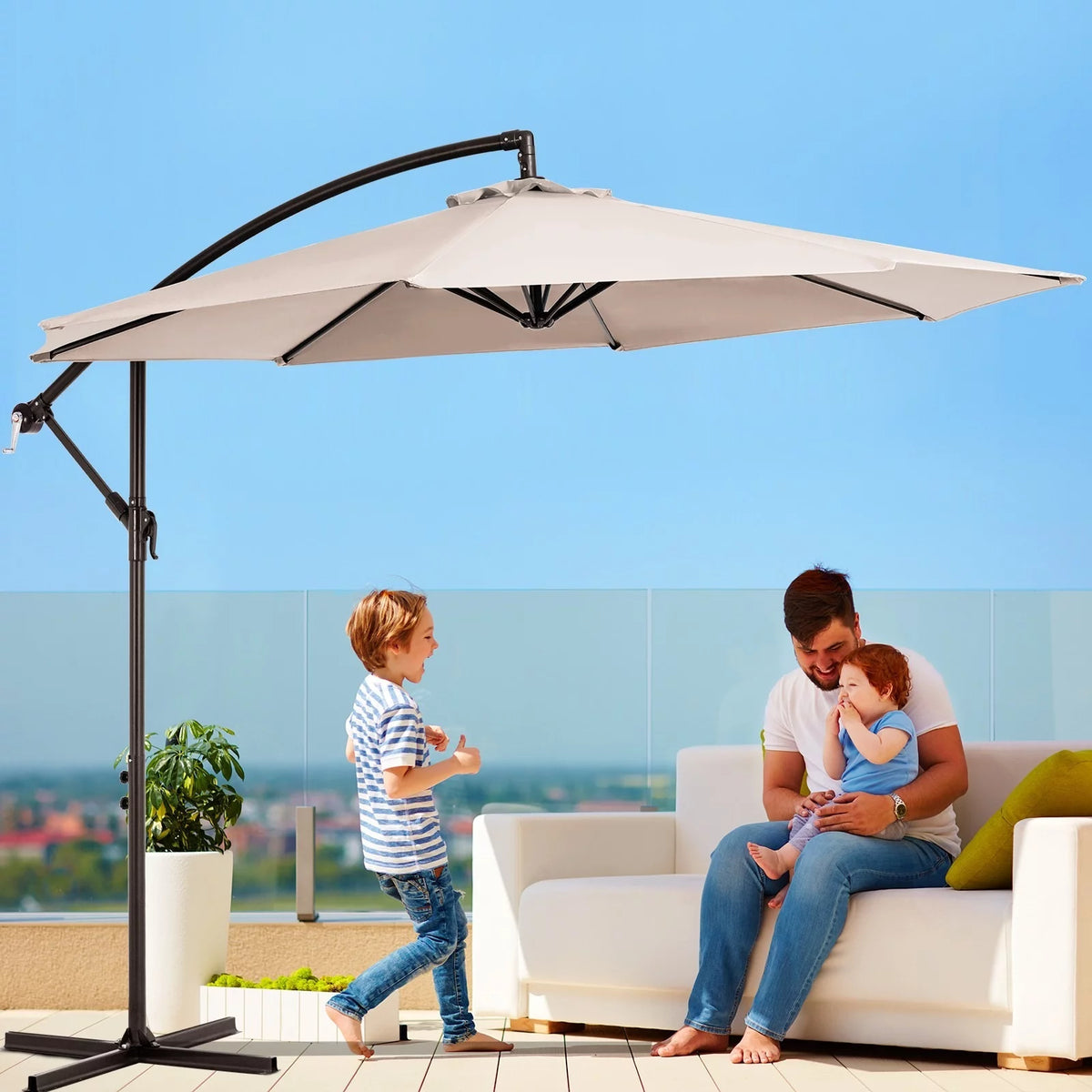 10' Outdoor Hanging Offset Cantilever Umbrella Q870