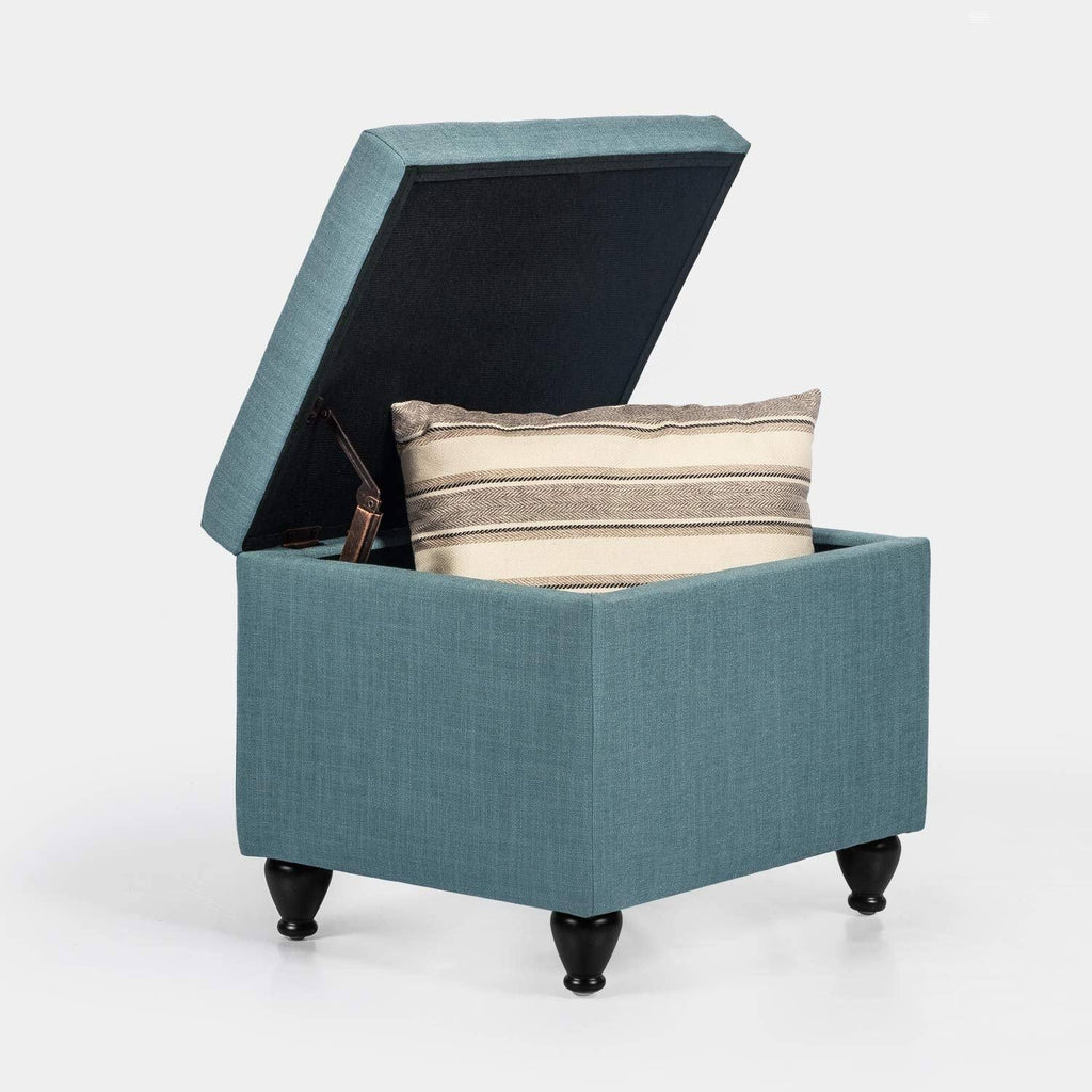 Light Blue Fabric Storage Ottoman M95462