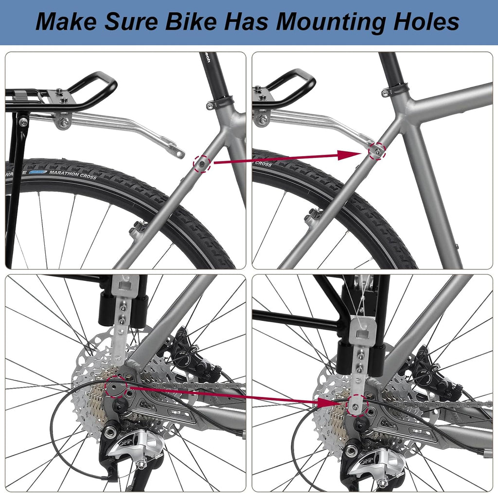 Rear Bicycle Rack with Luggage Clip & Cargo Net, Height Adjustable, 66lbs Capacity D9668