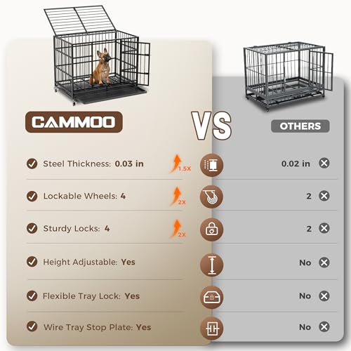 48" 38" Dog Crates with 4 Lockable Wheels, Removable Door and Tray D883
