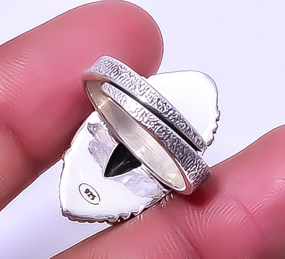 Black Onyx 925 Sterling Silver Solitaire Ring Adjustable G297071