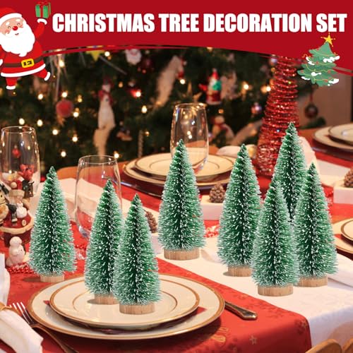 12 Pcs 4" Artificial Bottle Brush Trees with Lights Z47957