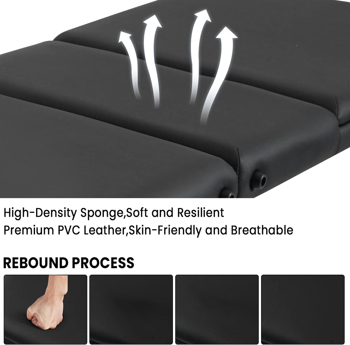 Black 3 Fold Portable Massage Bed with Carrying Case W22204