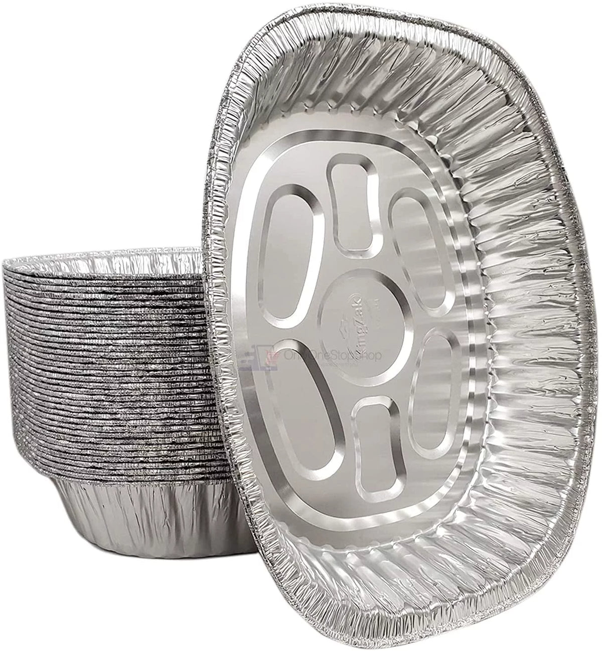 Extra Large Disposable Aluminum Foil Oval Roasting Pan, 25 Pans U8269