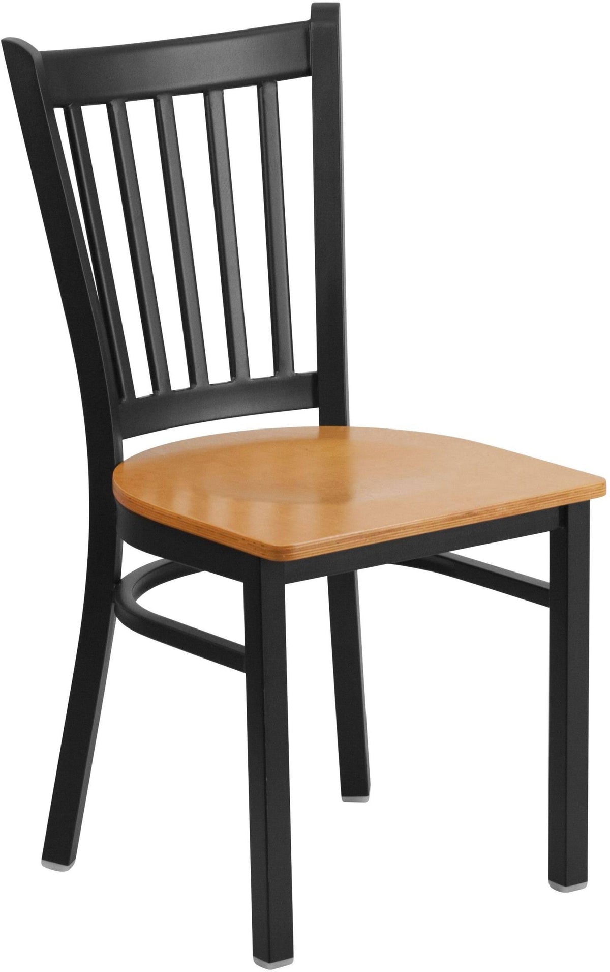 Black Vertical Back Metal Restaurant Chair with Natural Wood Seat N8412